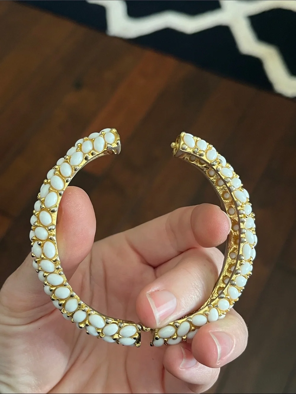 Kenneth Jay Lane Gold-Tone White and Coral Cluster Bracelet and Ring Set